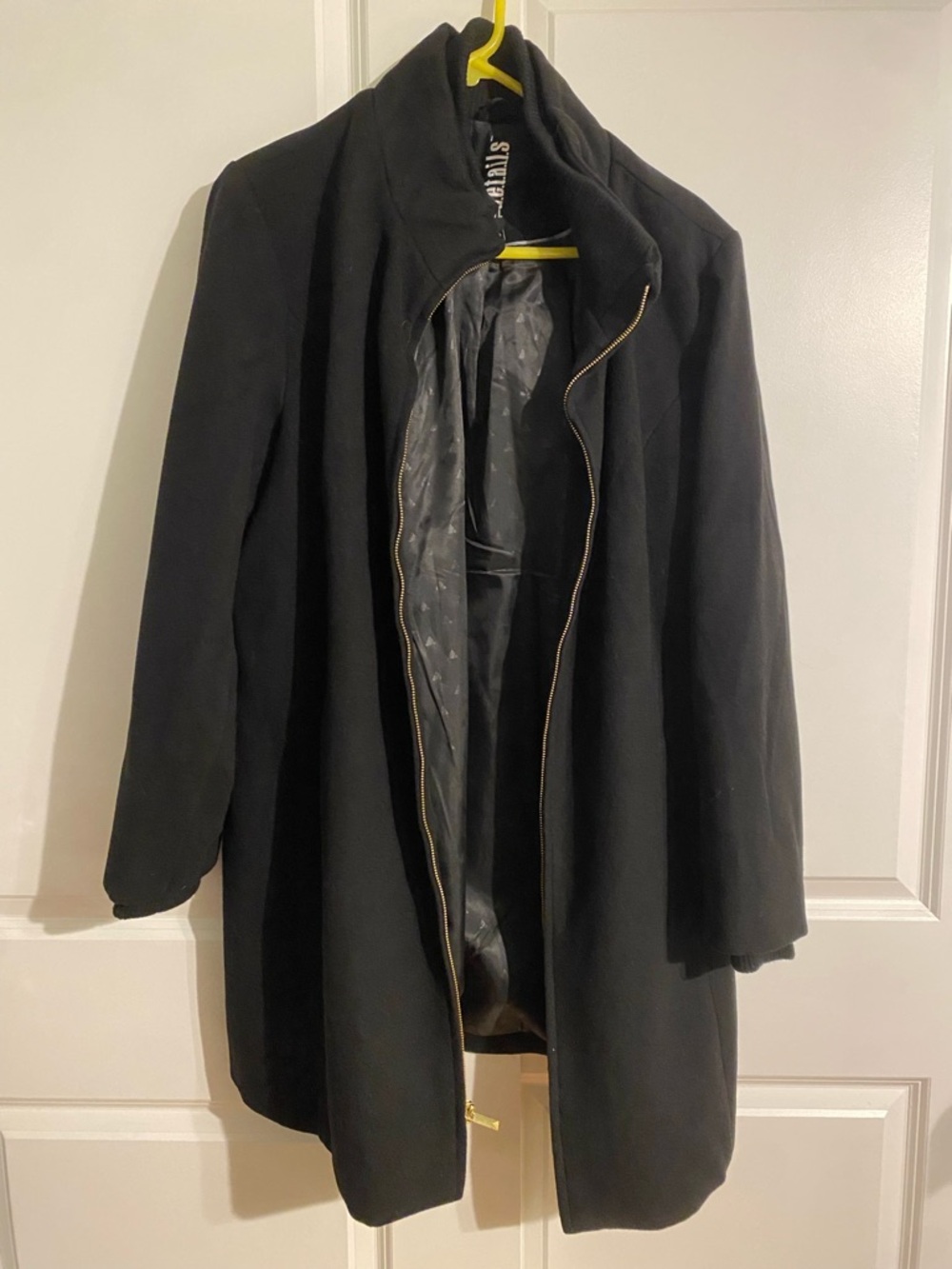 Black Women's Zip-Front Winter Dress Coat